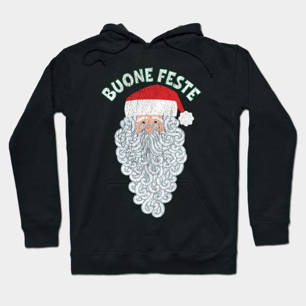Vintage Faded Italian Christmas Buone Feste Hoodie by Vector Deluxe